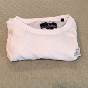 Heritage White Long Sleeve Crew with Blue Contrast Trim. C